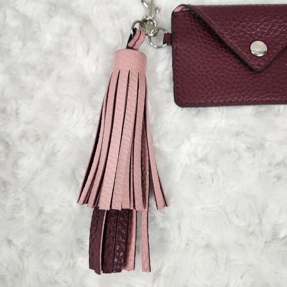 Tassel Keychain Credit Card Wallet Brown Pink - Picture 4 of 7